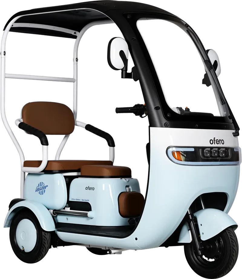 Light blue front three-quarter view — Ofero Agila Mini sample vehicle.